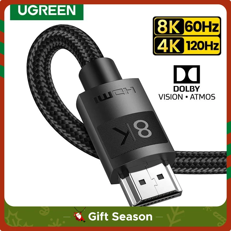 Кабель UGREEN HDMI 2,1, 48 Гбит/с, ультраскоростной 8K HDMI-кабель 4K/120 Гц, динамический HDR Dolby атмосферs для PS5 Xbox Series X Кабель HDMI