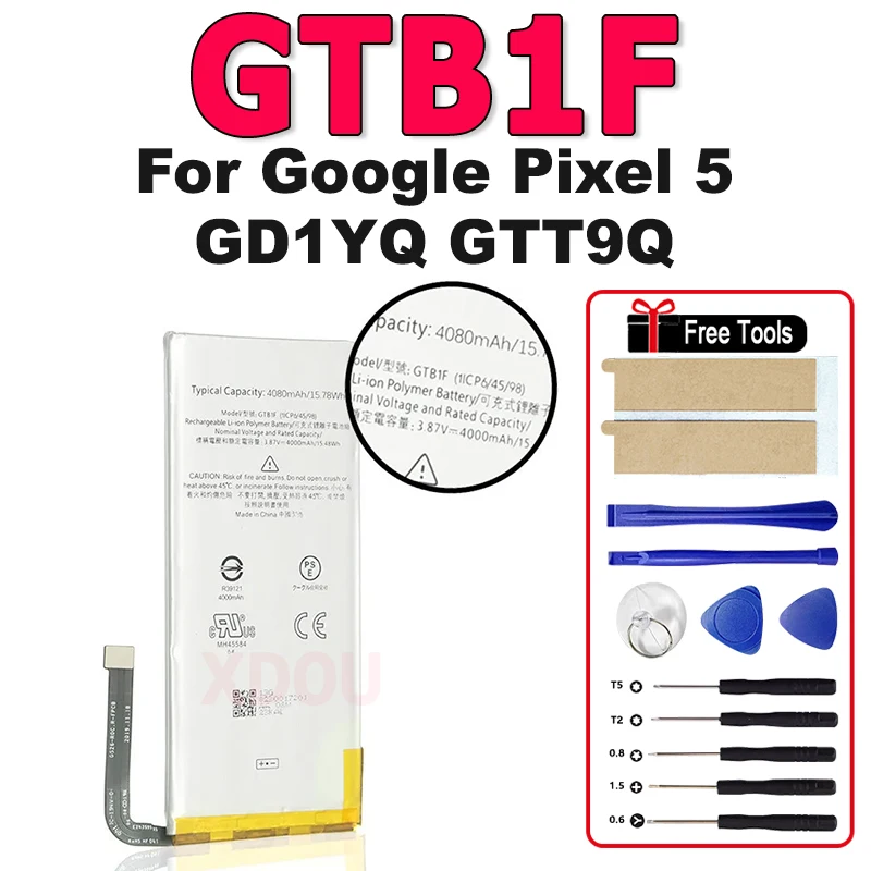 

Совершенно новый высококачественный аккумулятор GTB1F емкостью 4080 мАч для телефона Google Pixel 5 GD1YQ GTT9Q + инструменты