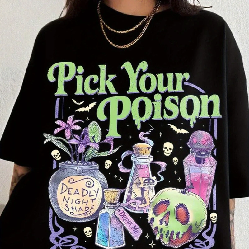 ديزني هالوين زي المخدرات تي شيرت المرأة تي شيرت الصيف جديد الرجال والنساء عارضة أزياء الشارع ارتداء
