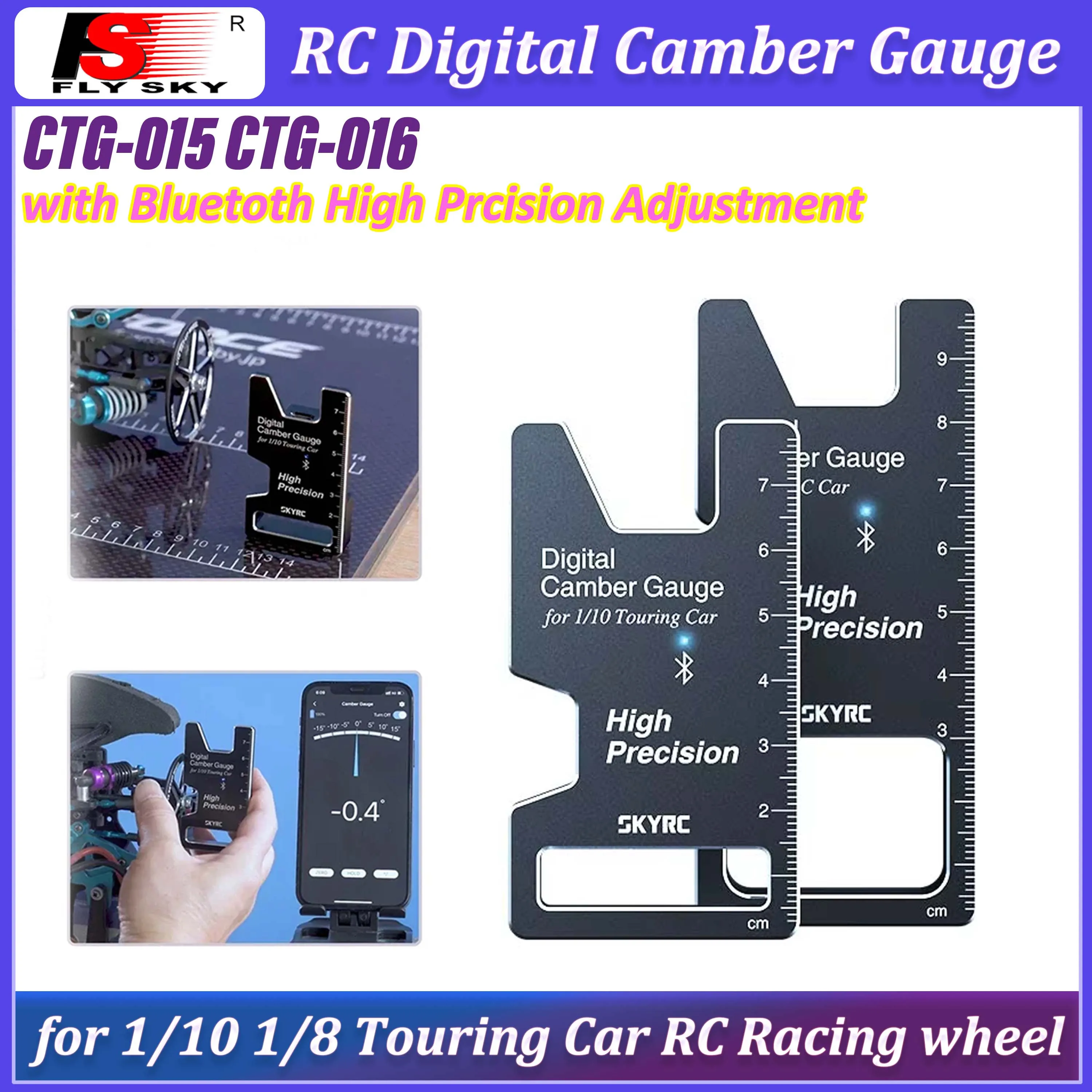 

SkyRC CTG-015 CTG-016 RC Digital Camber Gauge w/Bluetoth High Prcision Adjustment Alignment for 1/10 1/8 Touring Car RC Racing