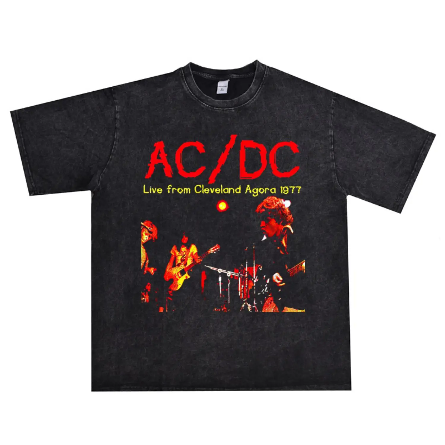 

2025 A Short-sleeved, Round-neck, Pure Cotton T-shirt with Music Prints By The Rock Band ACDC Pure Cotton Breathable T-shirt