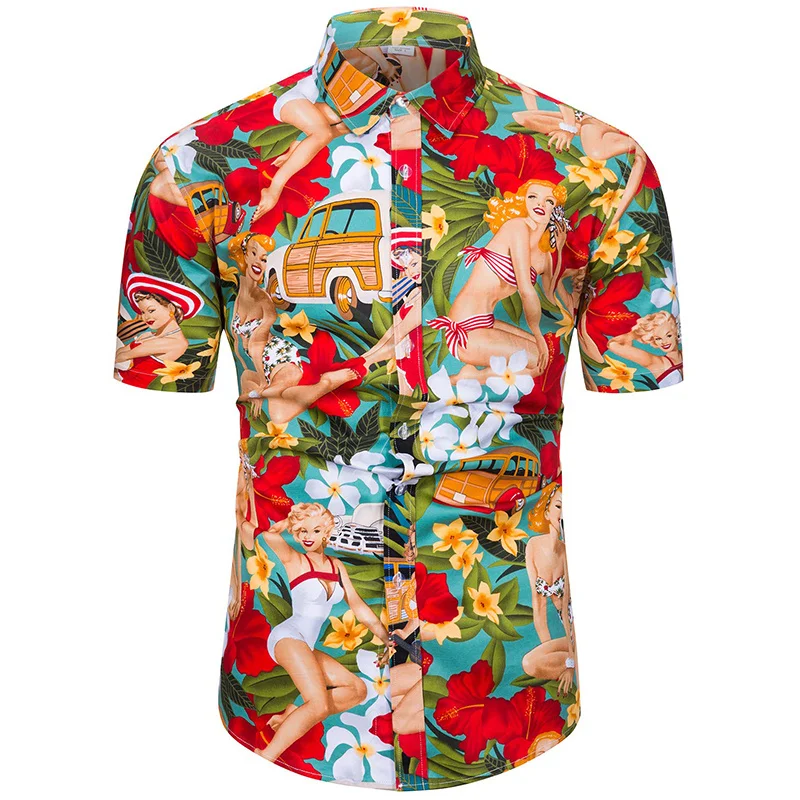 Tropics Binkini Meisjes Grafische Shirts Voor Mannen Kleding 3d Bedrukt Hawaiiaans Strand Shirt Met Korte Mouwen Y 2K Tops Kleding Revers Blouse