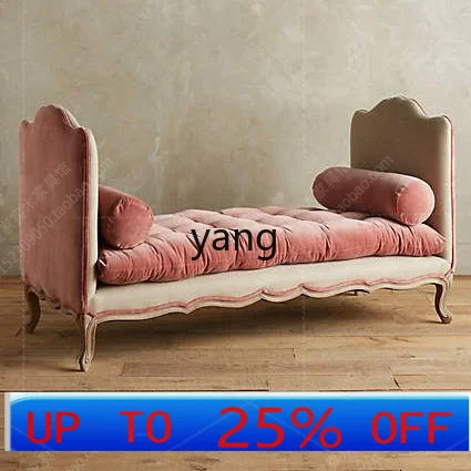 

Lcx solid wood retro concubine chair fabric bedroom leisure beauty couch