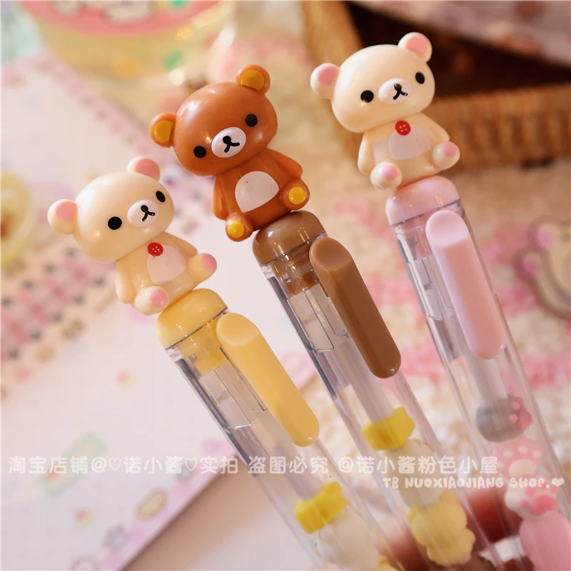 جديد 2025 سيخ Rilakkuma Kawaii الغراء دمية 0.5 مللي متر الصحافة قلم محايد اللون الكرتون اليابانية فتاة طالب عالية القيمة القلم الهدايا المدرسية