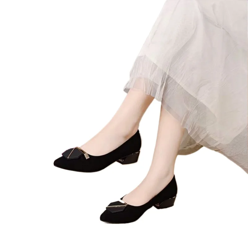 2026 Fashion Women's Flats Elegant Square Button Comfortable Soft Sole Casual Shoes Simple Versatile Slip on Shoes Large Size