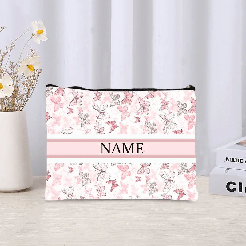 Trendy Retro Personalized Name Cosmetic Bag Women Portable Lipstick Bags Cosmetic Storage for Makeup Custom Travel Organizer