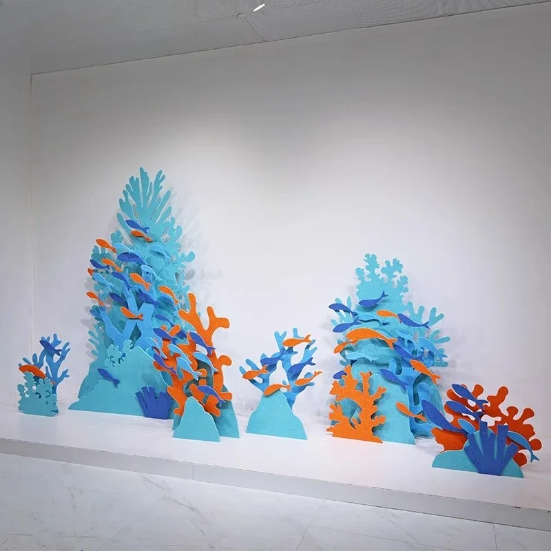 

Decoration, marine theme decoration beautiful ornaments, shop window display coral fish shopping mall scene layout