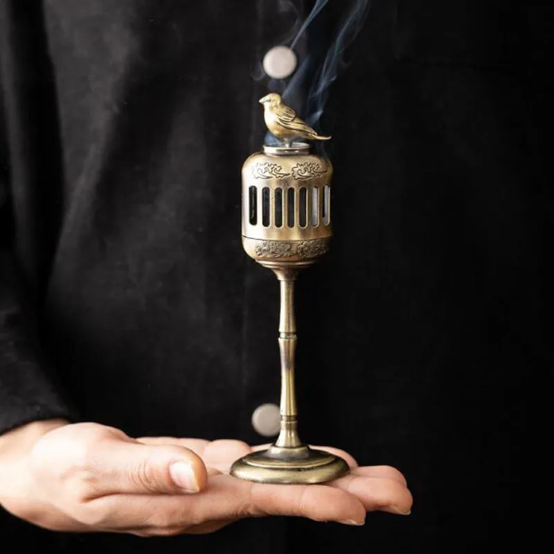 Matel Magpie Hollow Lamp Sandalwood Fragrance Censer Smoking Backflow Incense Holder Tea House Ornaments Study Room Home Decor
