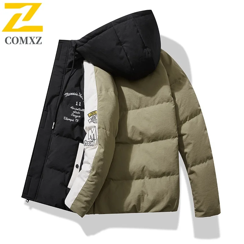 COMXZ Men's Cotton Padded Jacket Stylish Trendy Lightweight Warm Travel Padding Coat Snowy Minimalist Comfortable Winter Jacket
