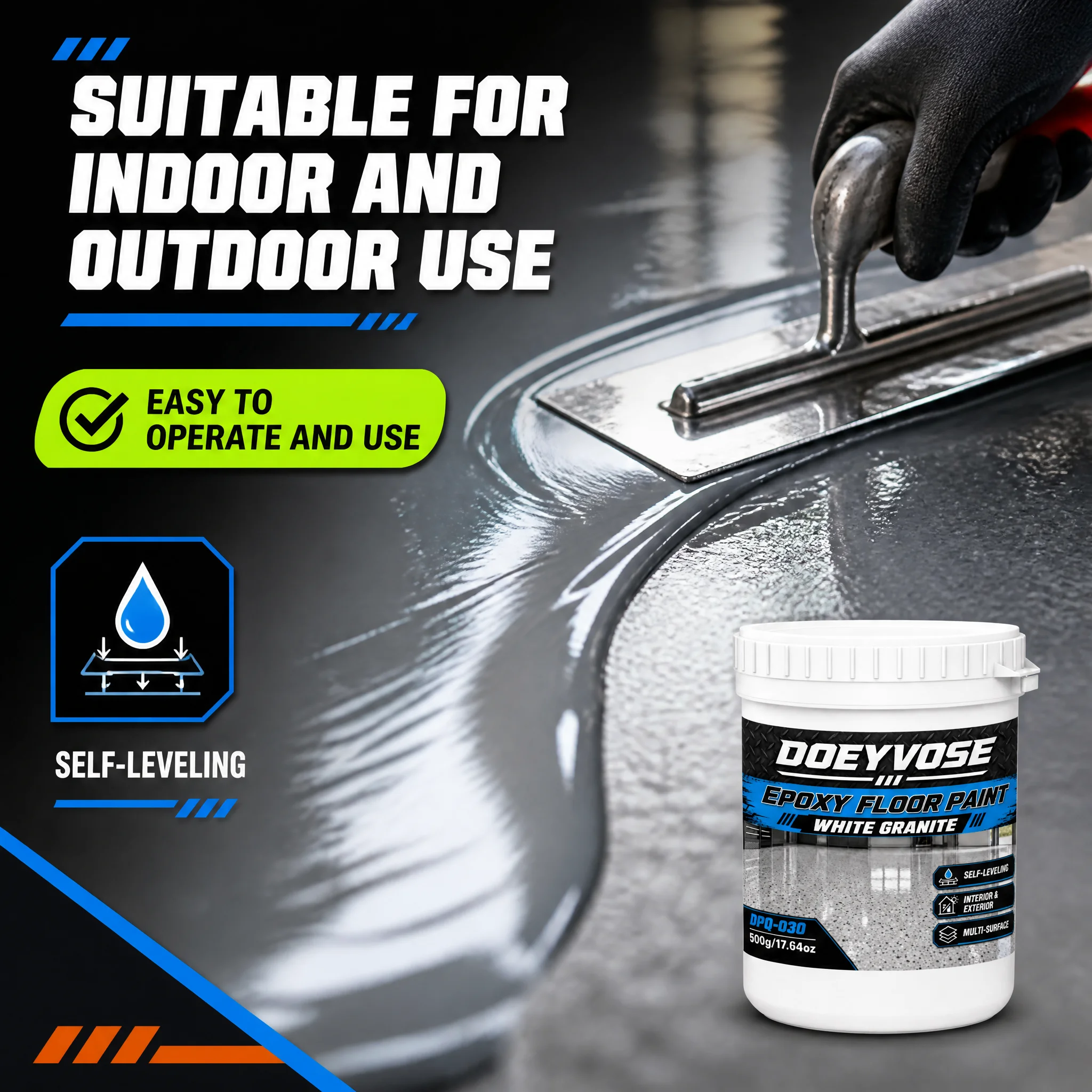 Waterproof Epoxy Floor Paint 500g Self-leveling Concrete Surface Renovation