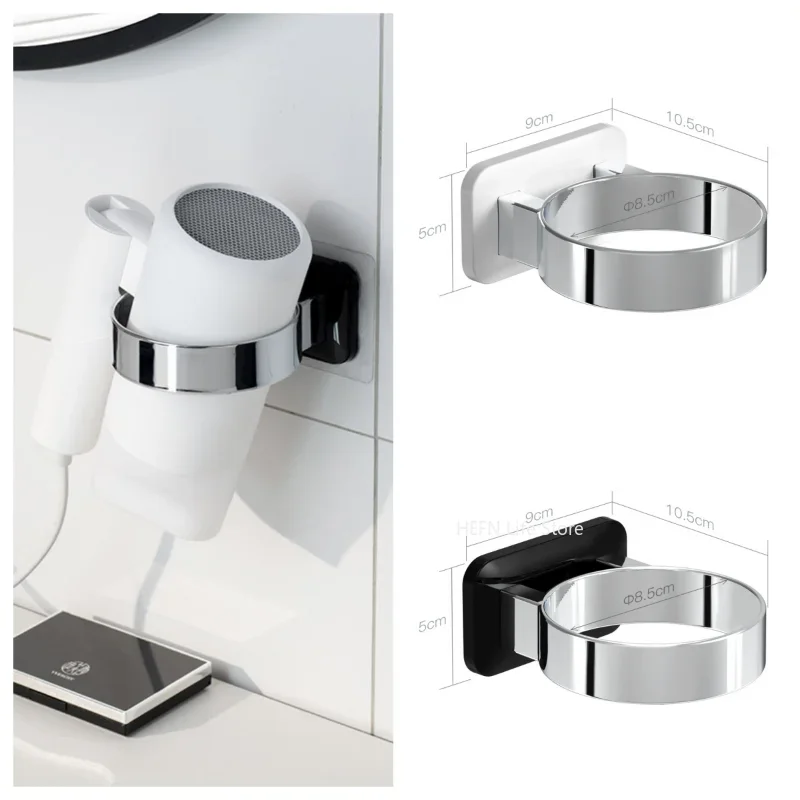 Estante de almacenamiento para secador de pelo sin perforaciones, soporte para secador de pelo montado en la pared, estante para el hogar, baño, vestidor, sin organizador de taladro