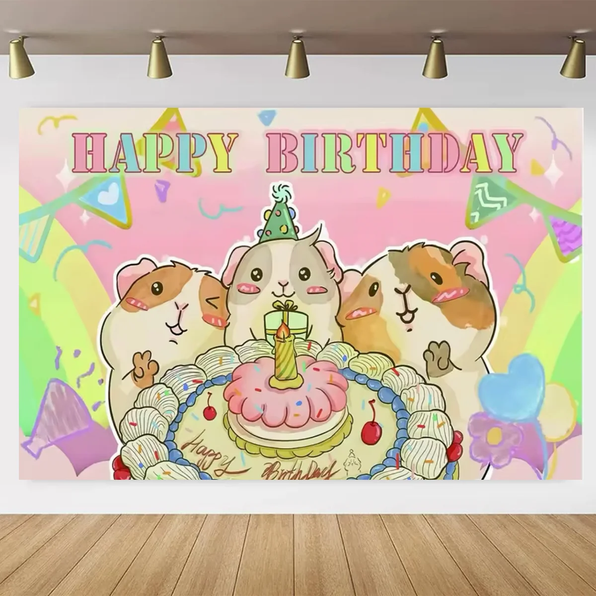 

Cartoon Guinea Pig Theme Background Children's 1st Birthday Party Decoration Banner Children's Bathing Photography Studio Props