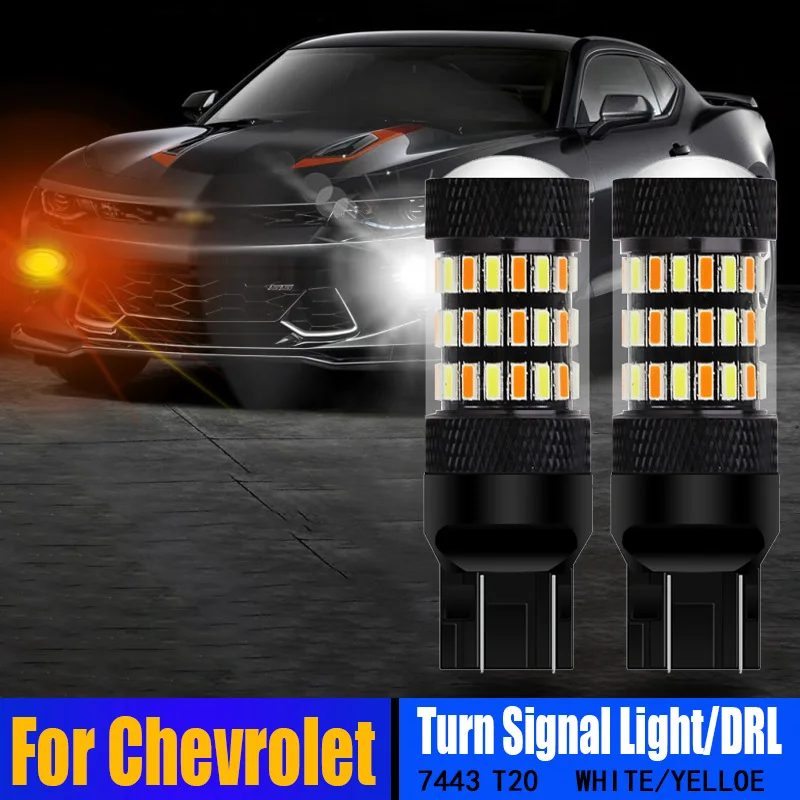 

2X 7443 580 LED Turn Signal Light DRL Bulbs 2in1 For Chevrolet Camaro Cruze Equinox Impala Malibu Silverado 1500 2500 3500 Sonic