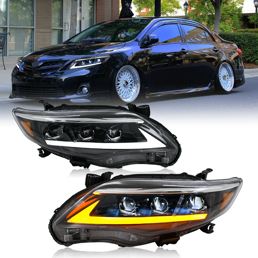 

1 пара светодиодных фар проектора в сборе для Toyota Corolla Sedan 2011-2013, передняя фара, аксессуары для фар DRL