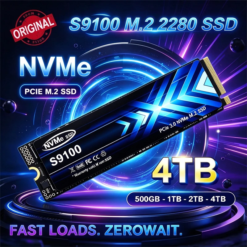 SSD Interno S9100 M2 NVMe PCIe3.0 500GB 1TB 2TB 4TB para PC de Escritório e Laptop de Alta Velocidade