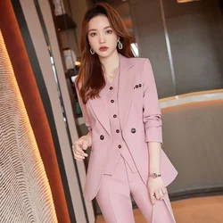 Three-Piece Business Suit Set for Women, Coat Vest and Pants, High End Korean Version, Wedding Suit