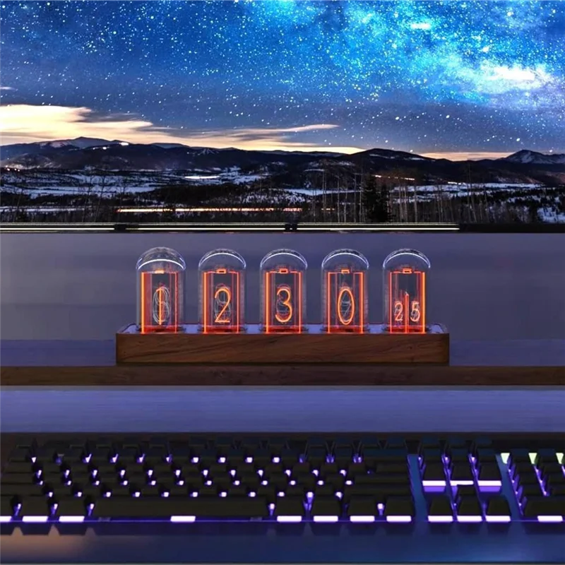 Nixie Tube Clock With Wi-Fi SYNC 12/24H Display Retro Alarm Clock Tube Clock Desktop Home Decoration Gift