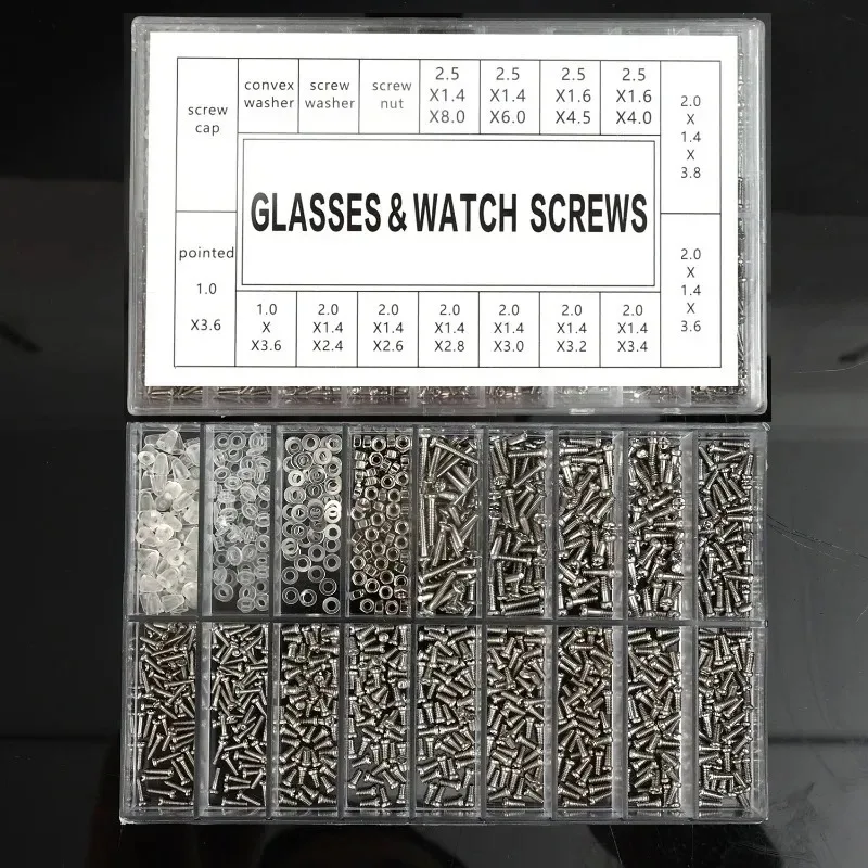 1000 قطعة طقم مسامير إصلاح النظارات مسامير صغيرة من الفولاذ المقاوم للصدأ مع مجموعة مفك براغي للنظارات ساعة هاتف الكمبيوتر أجزاء تثبيت صغيرة #5