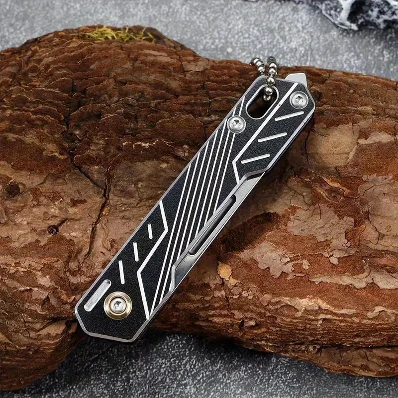 Portable Folding Pocket Knife, Stainless Steel Blade, Travel Camping Unboxing Cutting Tool, Keychain Pendant