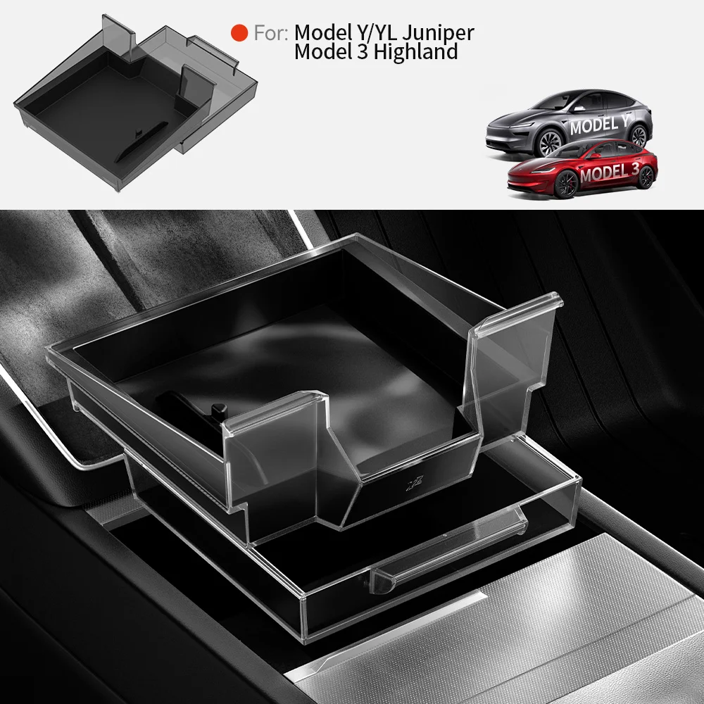 Boîte de rangement YZ pour Tesla Model 3 Y YL Highlang Juniper, console centrale, accoudoir, boîte cachée en TPE, organisateur, accessoires intérieurs de voiture