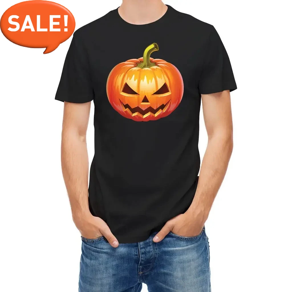 Halloween Pumpkin Customized Holiday Gifts T-Shirt 100% Cotton O-Neck Summer Short Sleeve Casual Mens T-shirt Size S-3XL