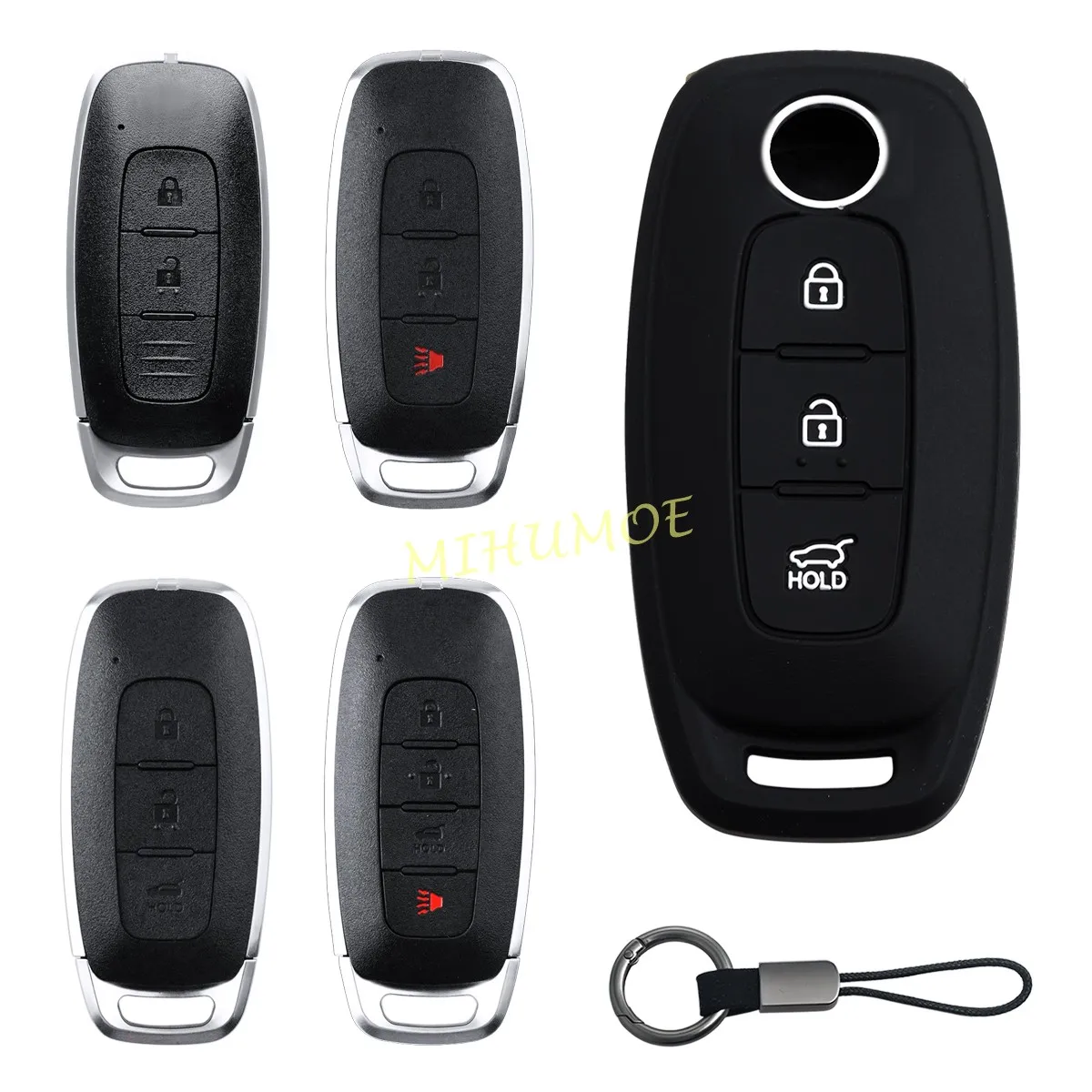 

Silicone Car Key Fob Chain Case Cover For Nissan Rogue X-Trail T33 Qashqai J12 Ariya Kicks Pathfinder Juke Sentra Versa Serena