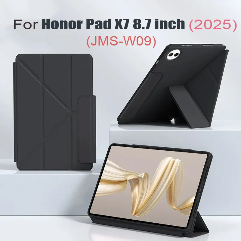 For Honor Pad X7 8.7 inch 2025 Magnetic Buckle Tablet Case Pad X7 3-Fold and Y-bracket Tablet Cover