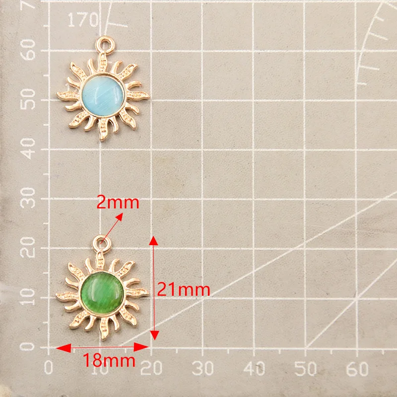 5Pcs Creative Resin Sunflower Inlaid Colorful Patch Pendants For Bracelet Necklace Bag Accessories