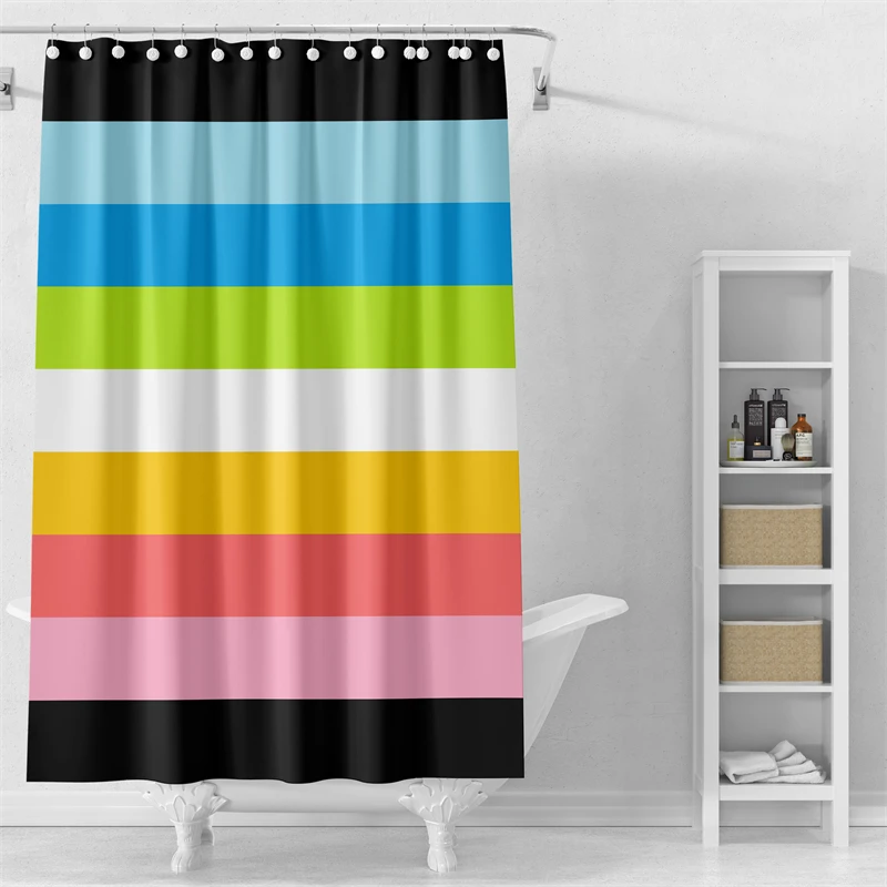 Gaslight Gatekeep Girlboss Queer Flag Pride Rainbow LGBT Shower Curtain Set with Grommets and Hooks for Bathroom Decor