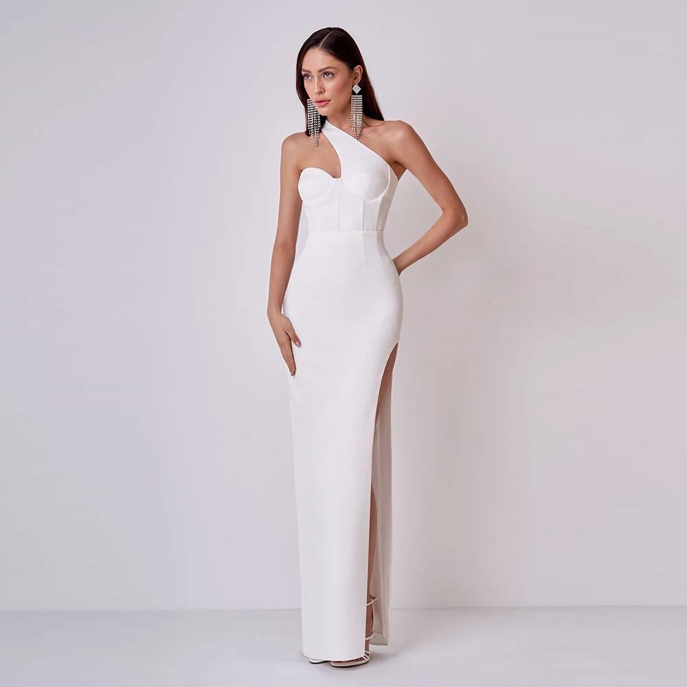 

Long Gown White Simple Satin Engagement Sheath Bespoke Occasion Gown Gowns for Women 2024 Bride Gowns