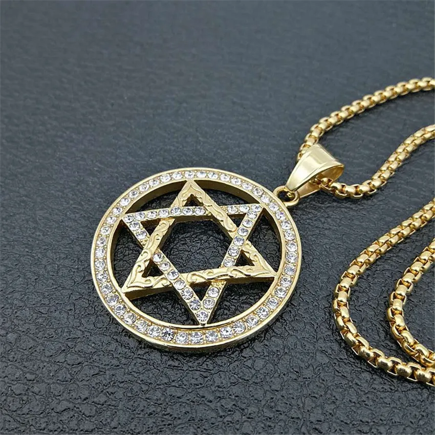 Religious Magen Star of David Pendants Necklace Gold Color Stainless Steel Hexagram Necklace Women/Men Iced Out Jewish Jewelry image 4