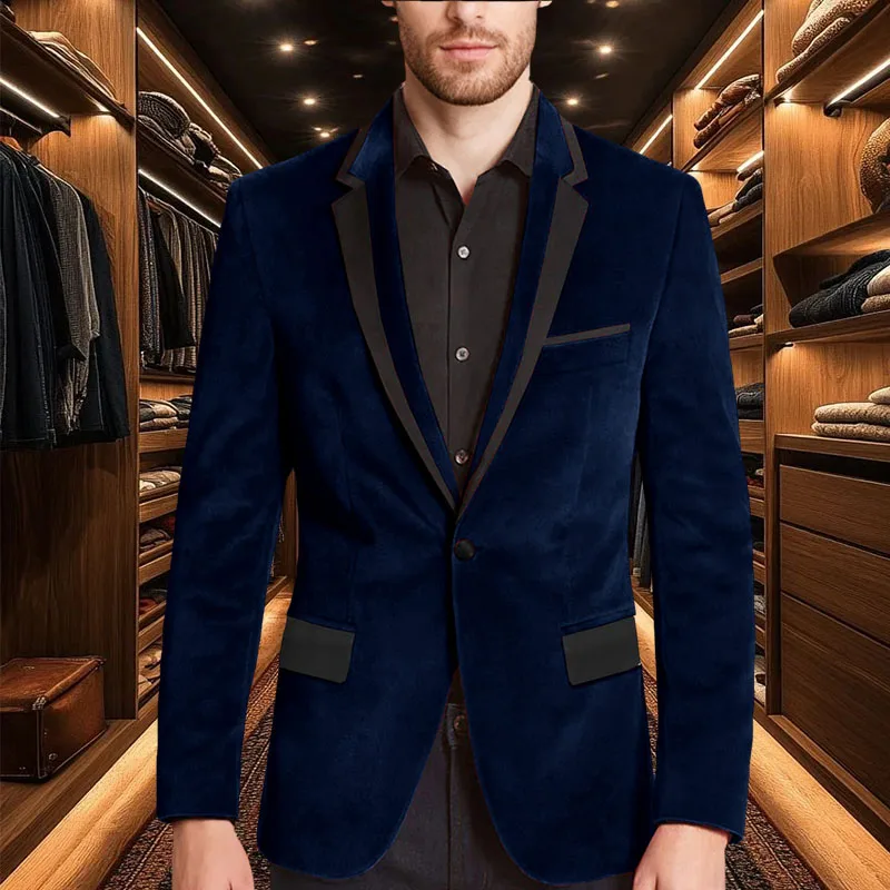 Herrenanzugmantel aus Samt, einreihig, schmale Passform, Herren-Blazer, Business-Casual, maßgeschneiderte Goom-Jacke für Hochzeitsbankett
