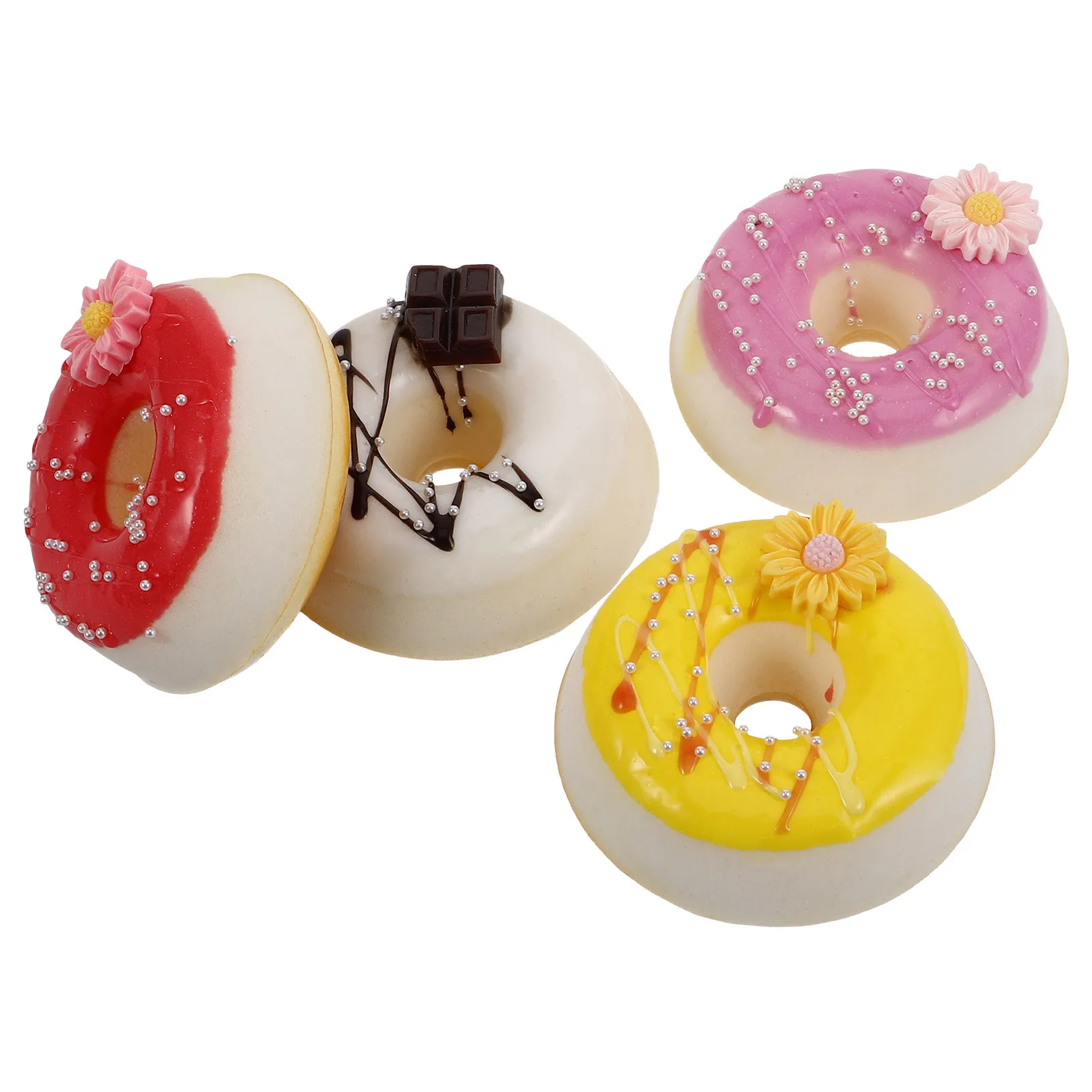 

4Pcs Artificial Mini Donuts Realistic Fake Donut Decorations for Birthday Party Wedding Home Decor Food Display Props Kitchen