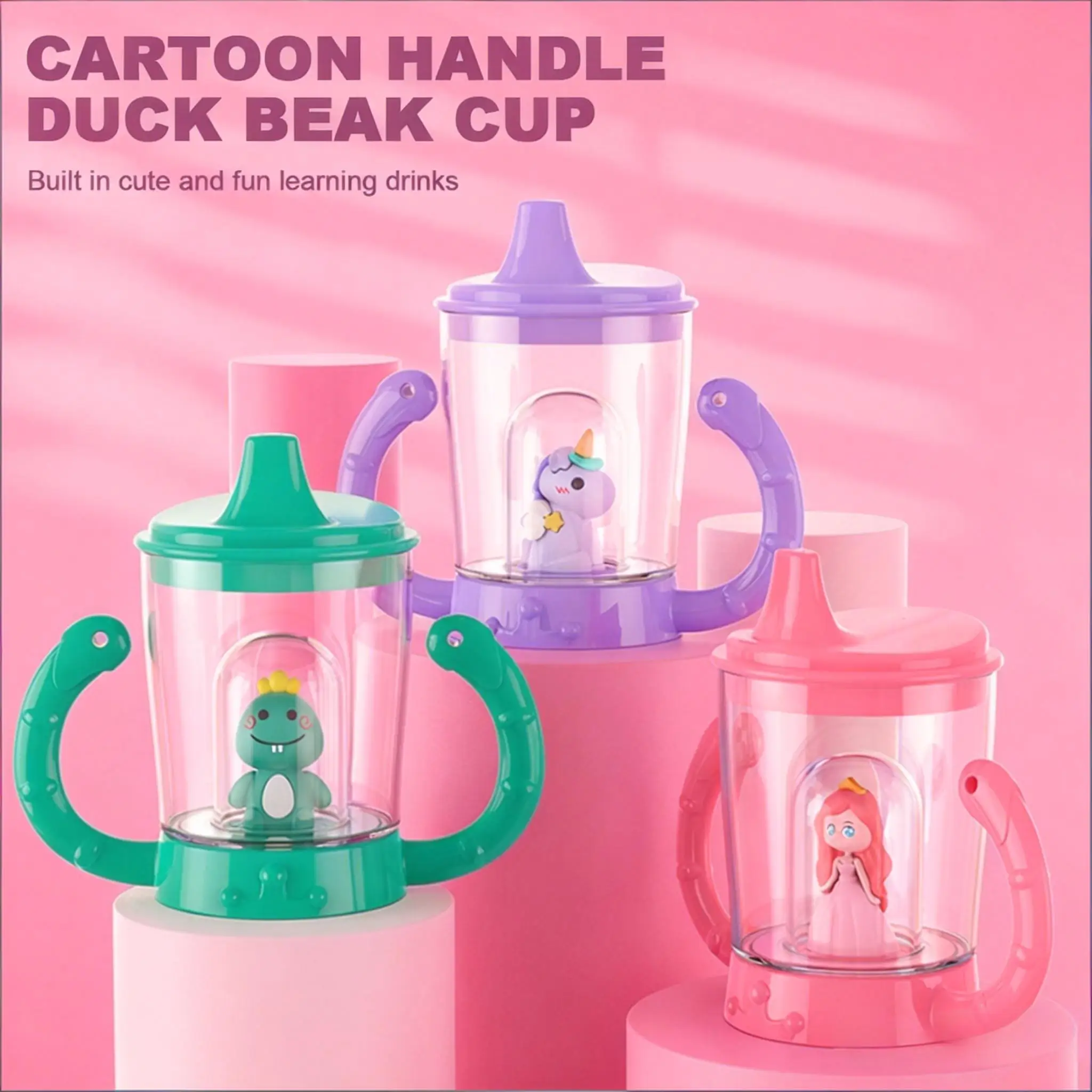 

Новая мультяшная кукла, детская чашка для питья, детская чашка в виде утконоса, детская герметичная чашка для воды 150 мл, чашка для воды, единорог, принцесса, динозавр, модель воды