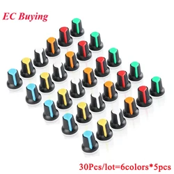 30Pcs/6pcs WH148 Potentiometer Knob Kit Plastic Knobs Cap 6mm Shaft Hole AG2 Yellow Orange Blue White Red Green 6value*5PCS/1Pc