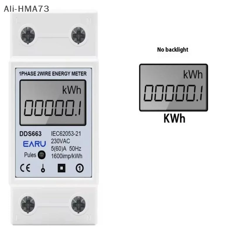 

AC 220V 60A 50Hz LCD Digital Display Single Phase Electric Energy Meter KWH AC Digital Watt-Hour Meter Test Meters Din Rail