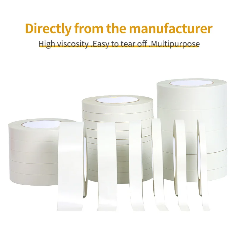 

10M White Ultra-Thin Double-Sided Tape High-Adhesive Super Strong Hand Tearable Tape 5-40mm Wide for Crafting And Packaging