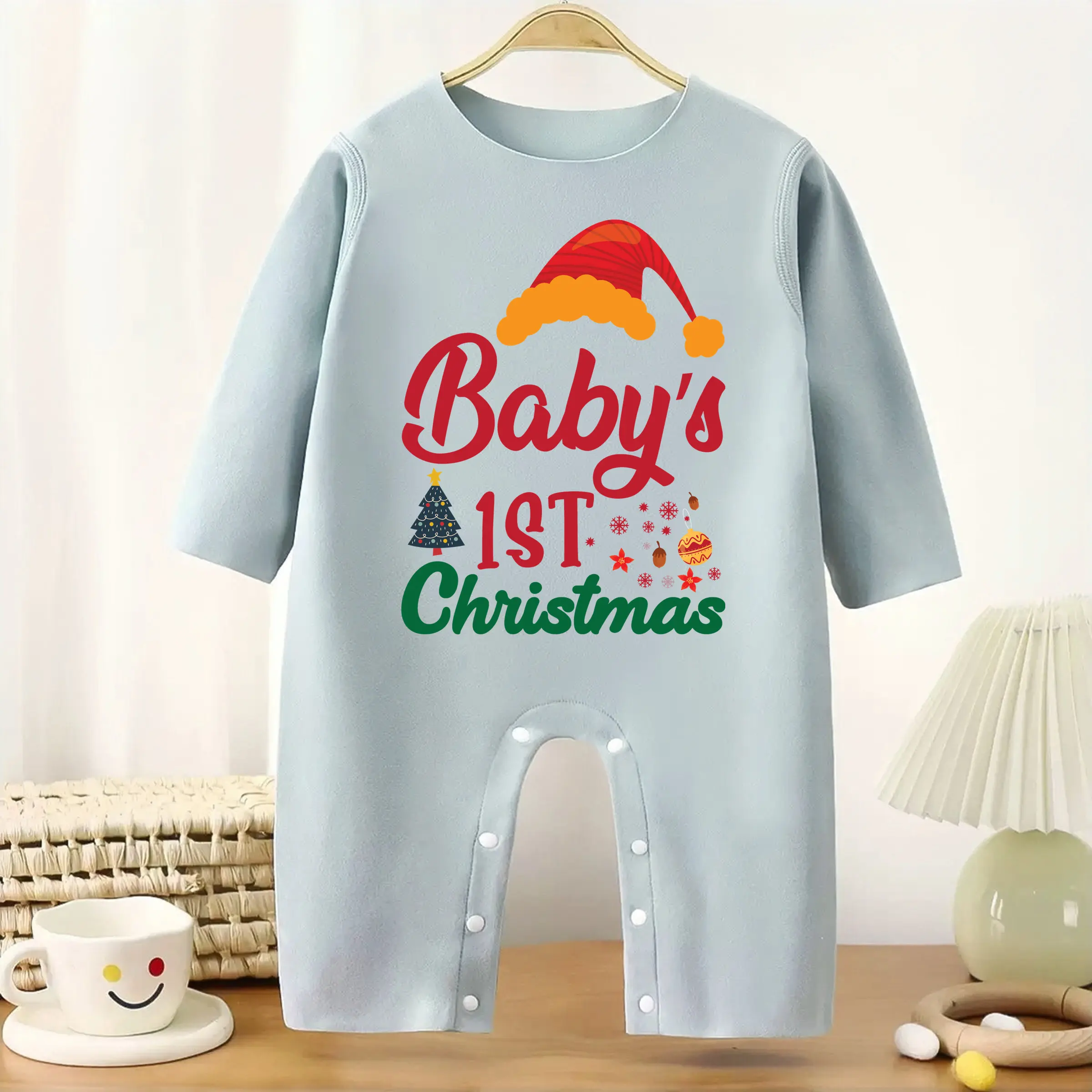 

My First Christmas Cute Baby Thickened Jumpsuit Infant Longsleeve Creeper Keep Warm for Height 60-90CM Baby Cloth Happy New Year