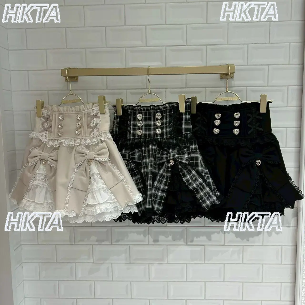 

Japanese Sweet Cute Lolita Skirt New Summer High-waisted Slimming Cinched Waist Versatile Layering Pleated Bow Short Mini Skirt
