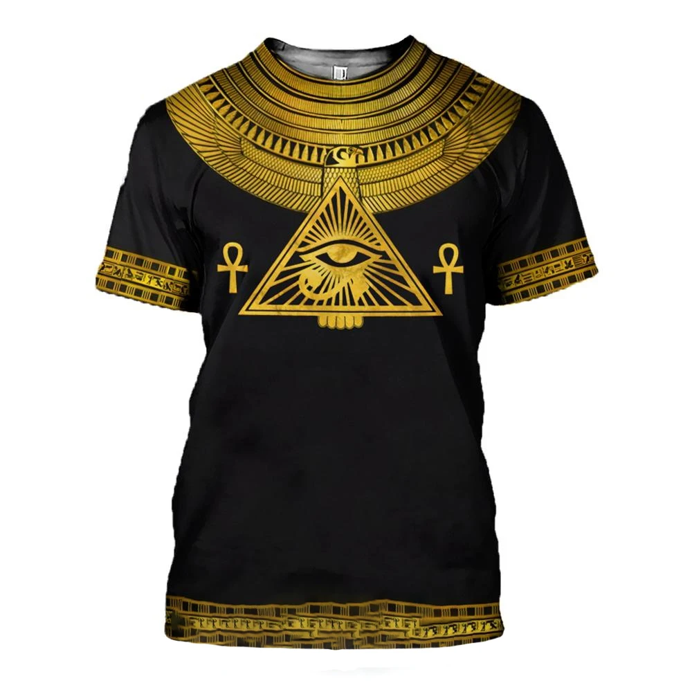 3D Egyptian Pharaoh Printed T-shirt Summer Casual Retro T-shirts Eye of Horus Printed Men\'s Fashion Oversized Short Sleeve Tops