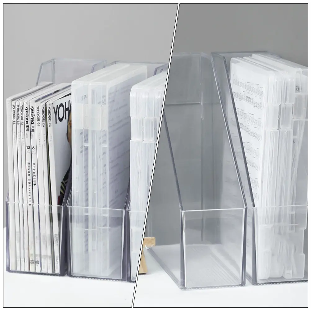 

1 Set Clear Acrylic File Storage Rack Sturdy Desktop Document Holder Office Book Stand Organizer for Files Magazines Books