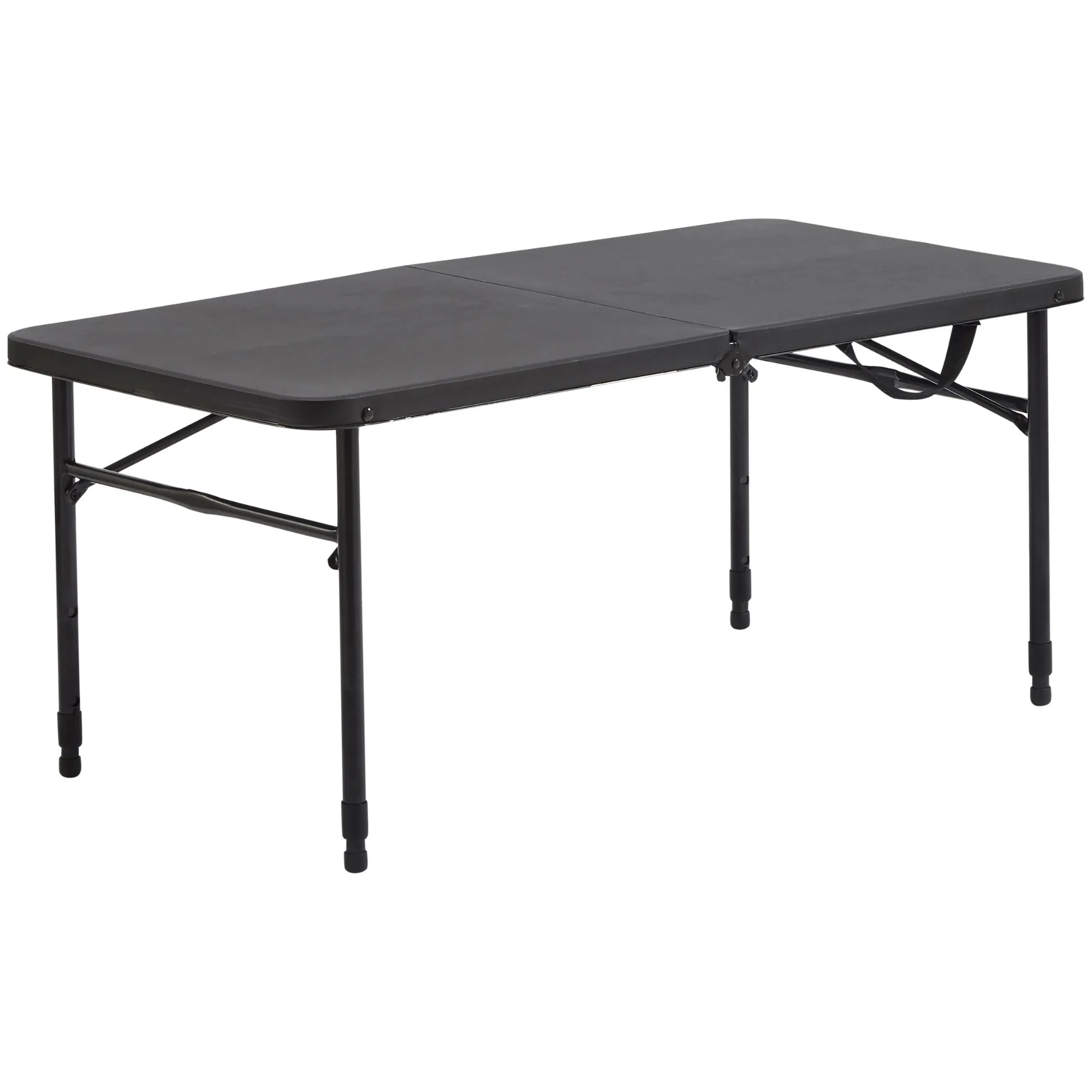 

40"L x 20"W Plastic Adjustable Height Fold-in-Half Folding Table, Rich Black