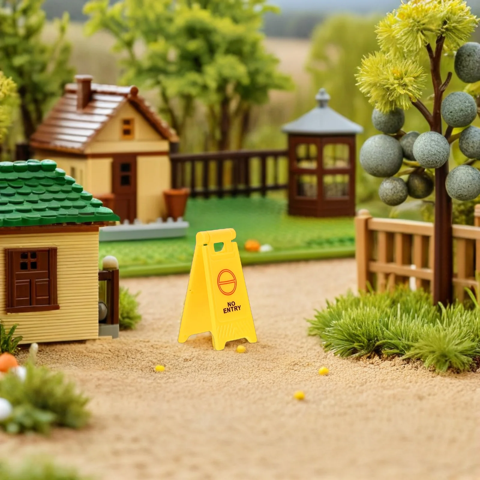 

40 Pcs Early Education Transportation Toys Mini Trash Cans Barrel The Sign Construction Cones Abs Street Warning Signs
