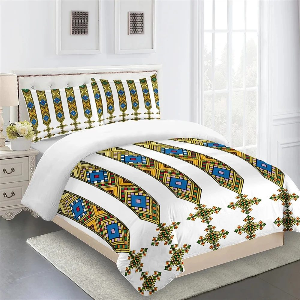 3D Print Saba Telet Ethiopian Eritrean Bedding Sets King Queen Twin Full Single Double Bed Duvet Cover Set and 2pcs Pillowcovers