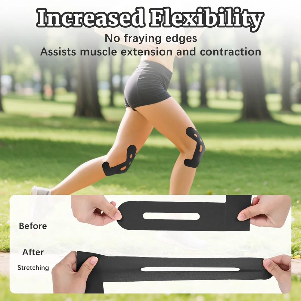 10pcs Kinesiology Tape for Knees, Knee Support & Stability, Knee Pain Relief Athletic Tape - Waterproof & Elastic, Breathable view 4