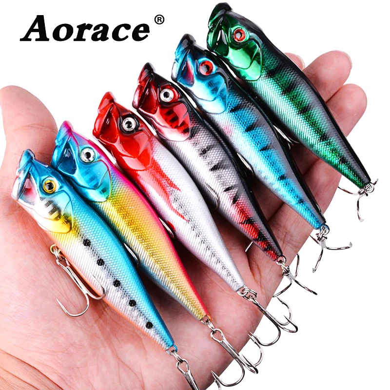 Aorace 1pcs Big Popper Fishing Lure Artificial Fishing Bait Crankbait Wobbler High Carbon Steel Hook Fishing Lures