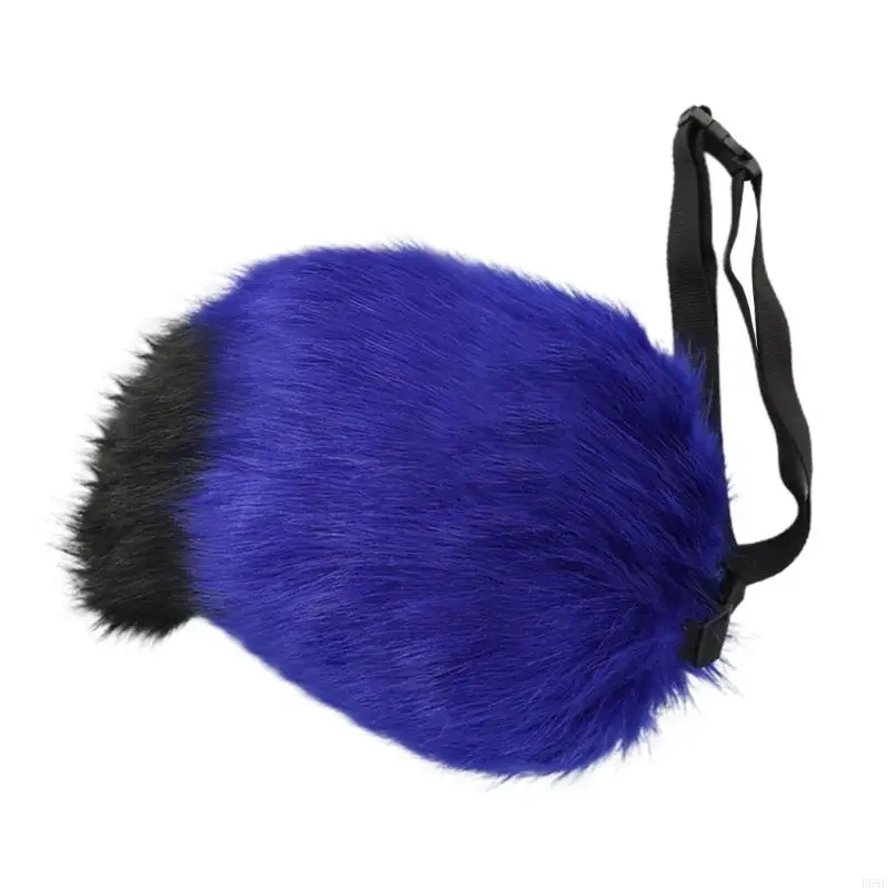 H58E Plush Foxes Raccoon Ears Headband and Faux Furs Tail for Halloween Cosplay Party Costumes Accessories for Kids Adults