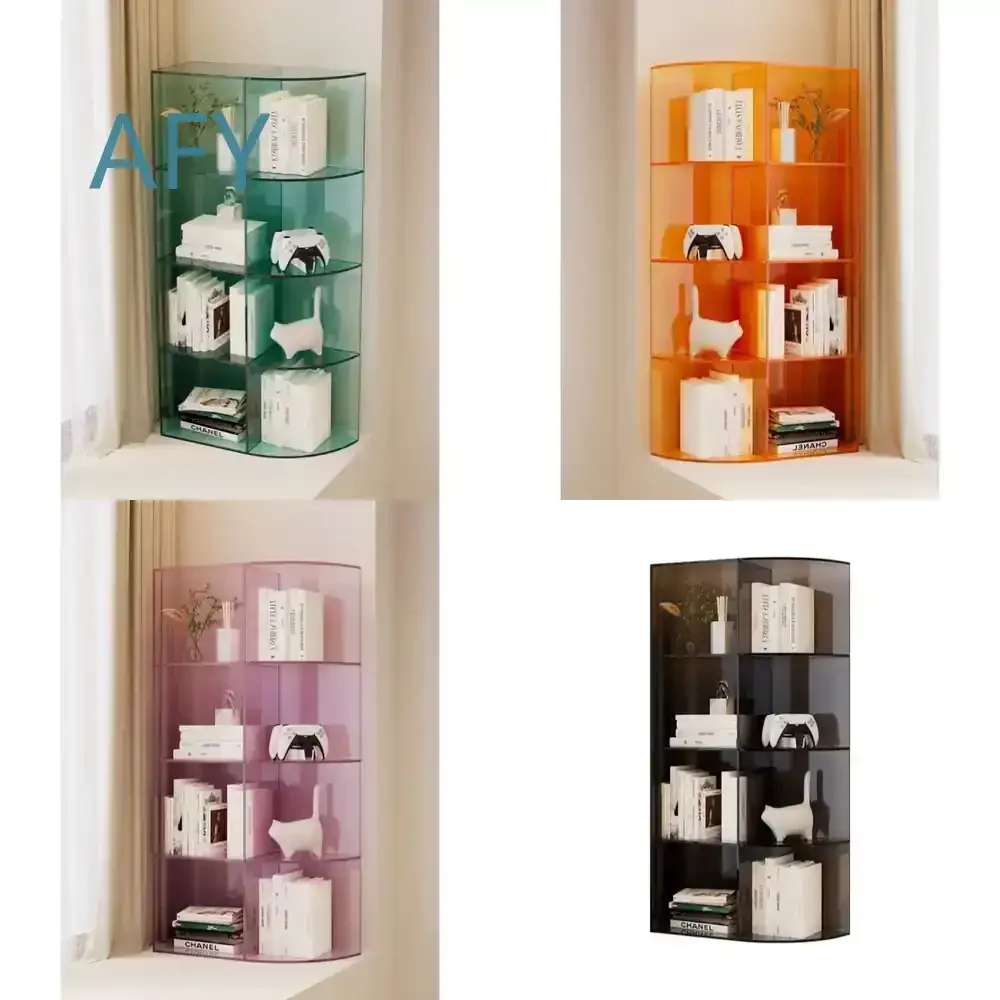 Modern Simple Bay Window Cabinet for Balcony Storage Living Room Acrylic Shelf Bedroom Transparent Color Childrens Bookshelf