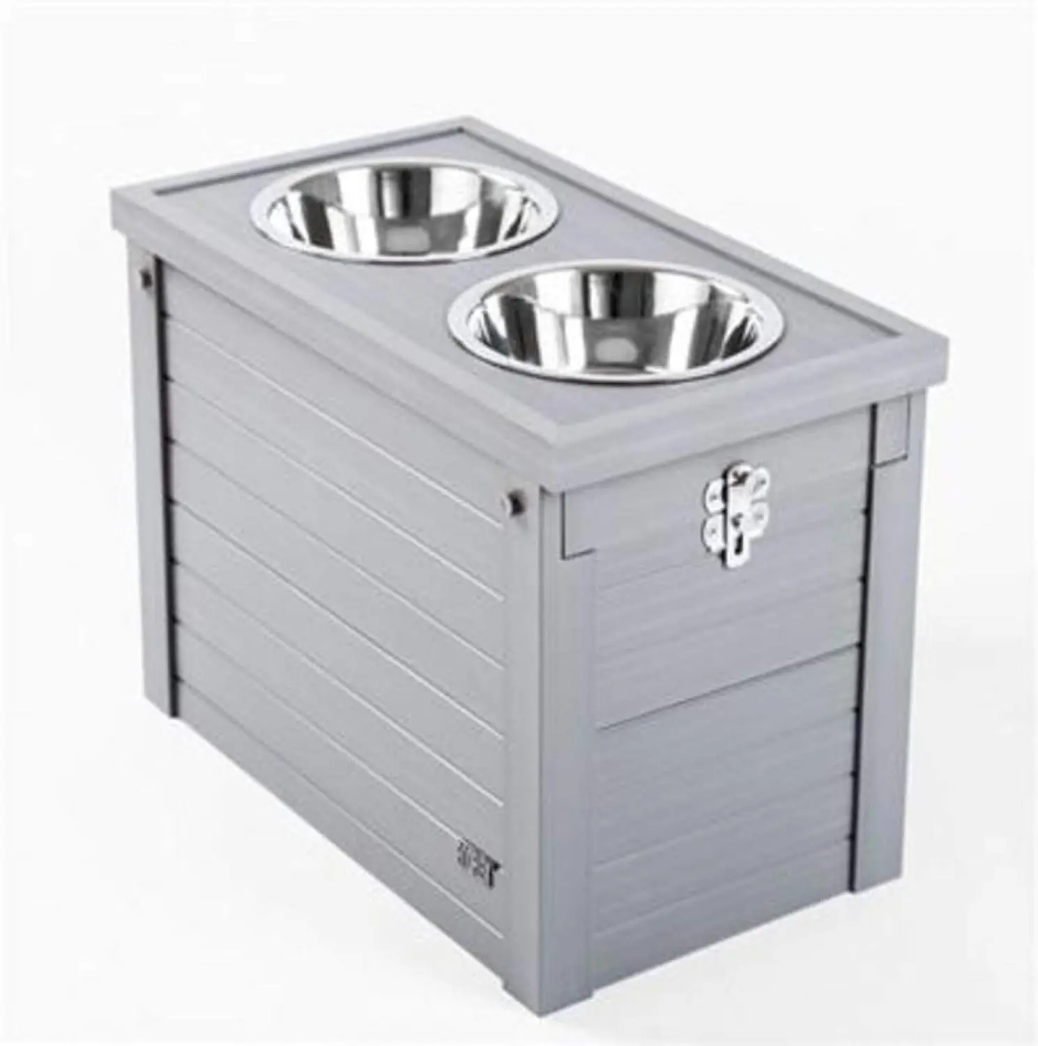 Forniture per animali domestici ECOFLEX Piedmont - Ciotola Alimentatore per cani rialzato con coperchio scorrevole Contenitore portaoggetti-Grigio, ideale per piccoli spazi e cani più alti