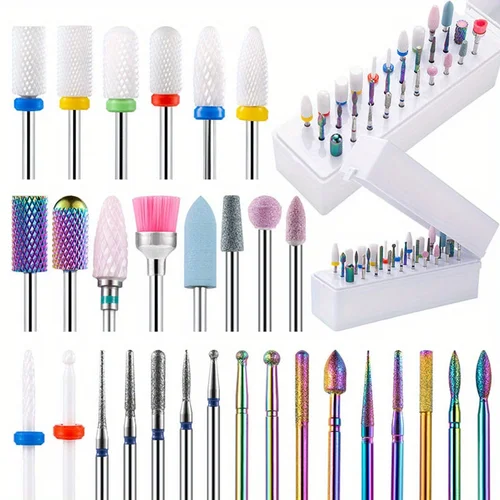Imagen 2 del producto Brocas de cerámica de diamante para uñas, removedor de carburo para cutículas, Gel acrílico, herramientas de manicura y pedicura, 30 piezas